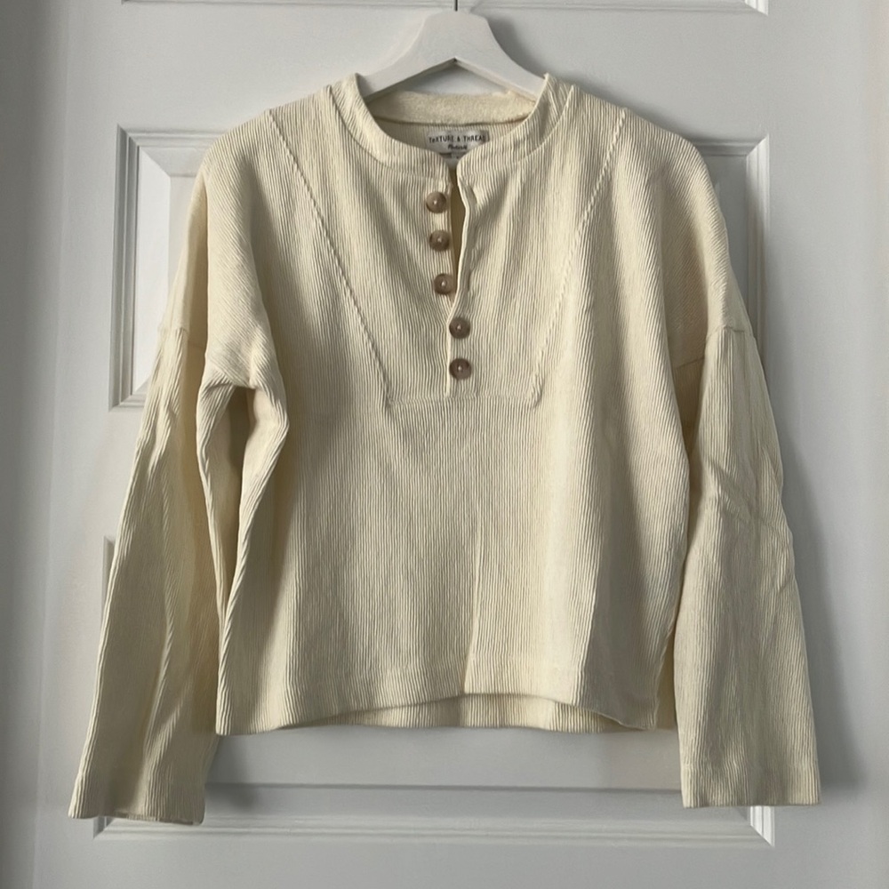 Madewell Texture & Thread Seamed Henley Top